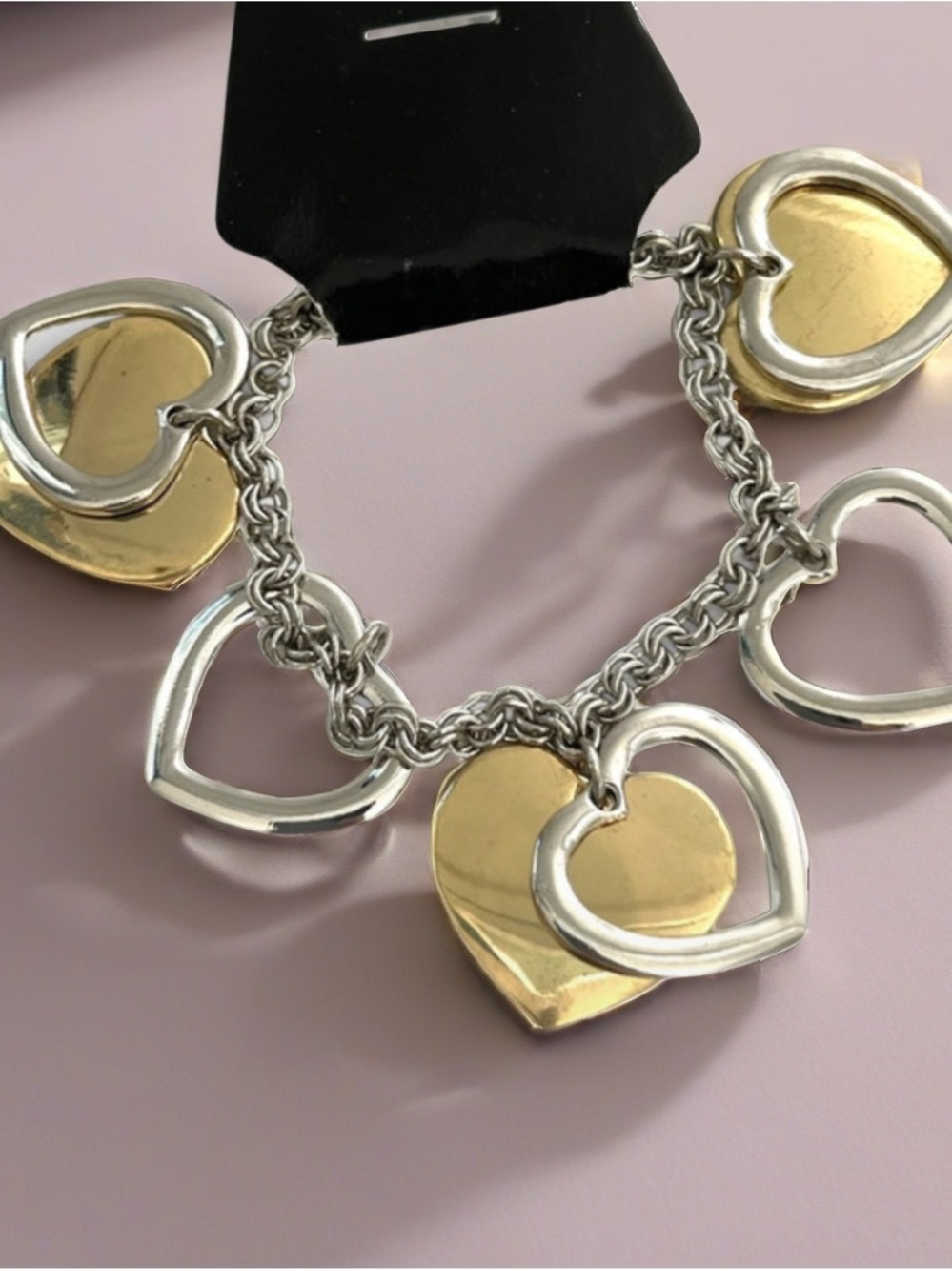 Chic Heart Charm Bracelet in Gold and Silver